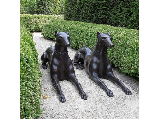 2 liggende honden brons